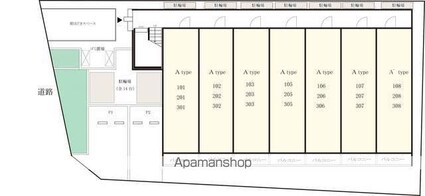 東京都立川市上砂町２丁目[1K/26.08m2]の配置図