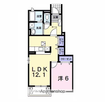 アウリイ　ハレ[1LDK/45.72m2]の間取図