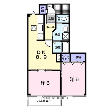 グローイング・アップⅠ[2DK/48.34m2]の間取図