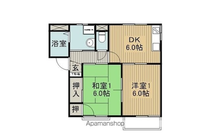 フレグランスオアシス[2DK/42.36m2]の間取図