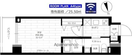 東京都台東区北上野２丁目[1K/25.5m2]の間取図