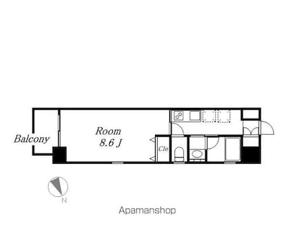 セレニティー名駅[1K/28.65m2]の間取図