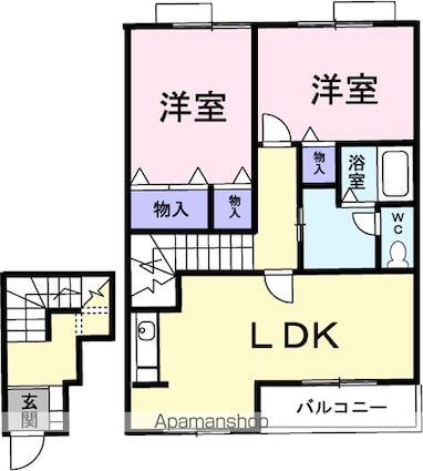 茨城県土浦市中[2LDK/64.43m2]の間取図