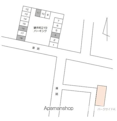 パークサイドＫ[1R/21.5m2]の配置図