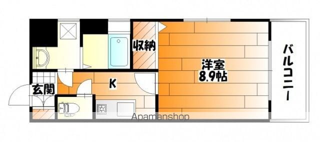 広島県広島市中区寺町[1K/28m2]の間取図
