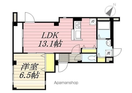 シェモア西[1LDK/45.17m2]の間取図