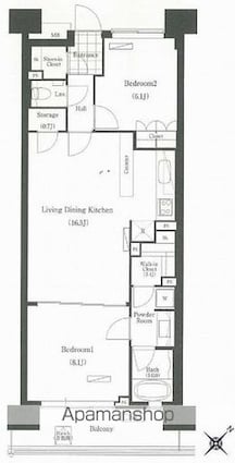 Ｂｒｉｌｌｉａ　ｉｓｔ　三軒茶屋　アイビーテラス[2LDK/69.75m2]の間取図