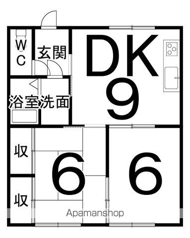 西14北4アパートの間取り写真