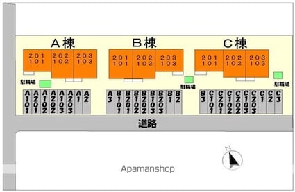 ソレーユ　Ａ[2DK/44.34m2]の配置図