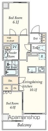 東京都新宿区大京町[2LDK/50.64m2]の間取図