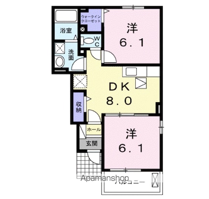 メゾン・チトセＡ[2DK/45.77m2]の間取図