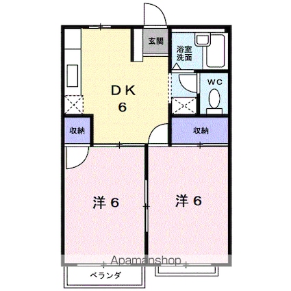 エルディム鋤崎[2DK/39.74m2]の間取図