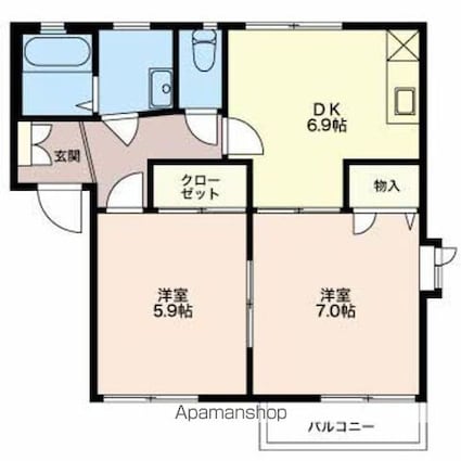 ディアスヤマーニＣ[2DK/47.07m2]の間取図