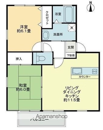 フォブール新居ⅡＡ[2LDK/52.99m2]の間取図