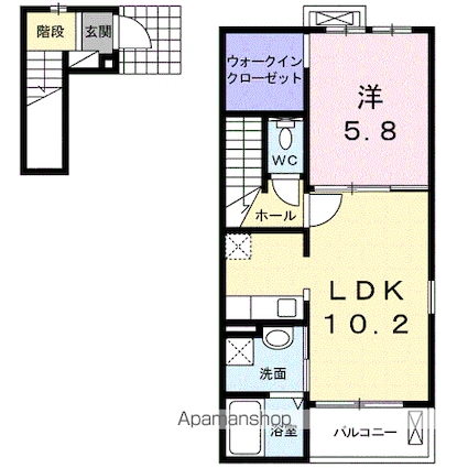 キャトル・フィーユ　Ⅱ[1LDK/43.8m2]の間取図