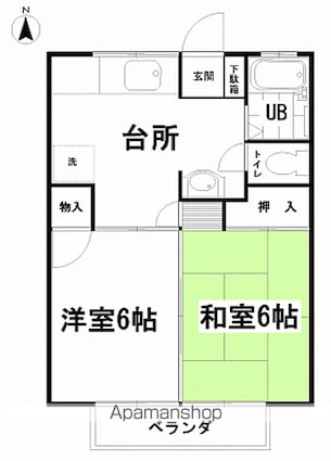 五町目一番館[2DK/39.66m2]の間取図