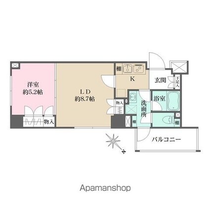 プリムヴェーレ[1LDK/39.79m2]の間取図