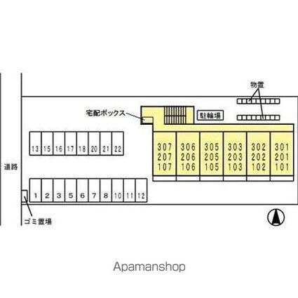 ＤＥＡＲ　ＣＯＵＲＴ（ディアコート）[1K/30.96m2]の配置図