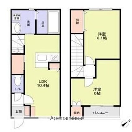 ＡＱＵＡレジデンス大井町第１５[2LDK/54.64m2]の間取図