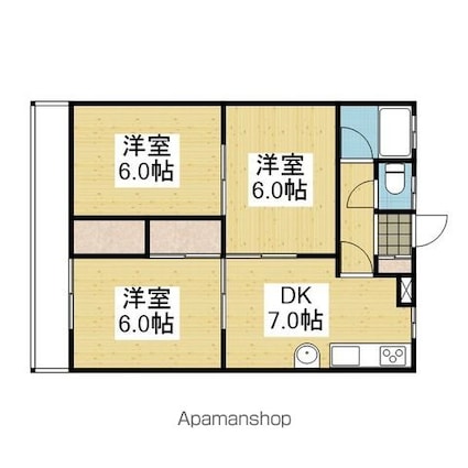 スカイハイツ居相[3DK/51m2]の間取図