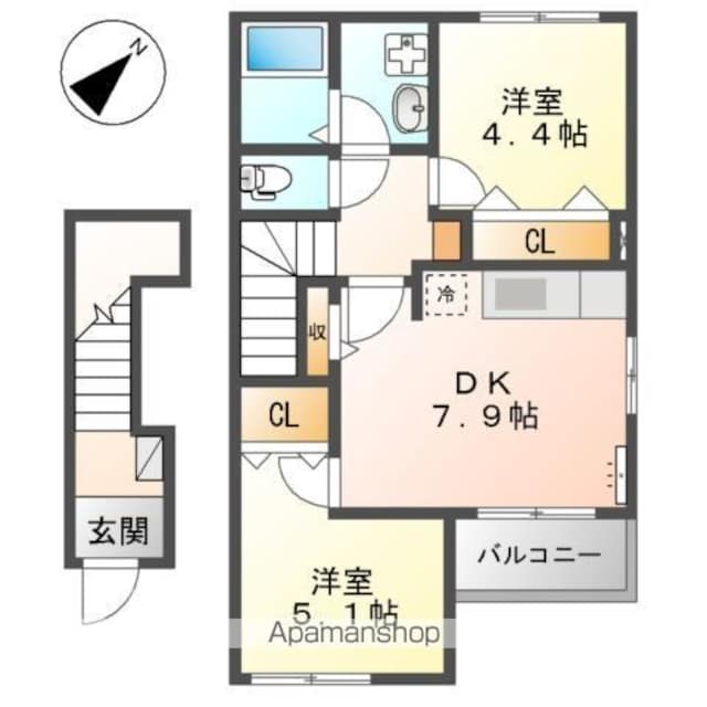 サンガーデン[2DK/48.97m2]の間取図