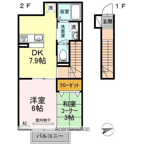 【久留米市御井旗崎のアパートの間取り】