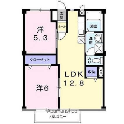 ベルメゾン中村[2LDK/52.17m2]の間取図