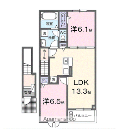 ラフィネⅢ[2LDK/59.55m2]の間取図