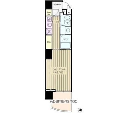 ボヌール門前仲町[1K/31.6m2]の間取図