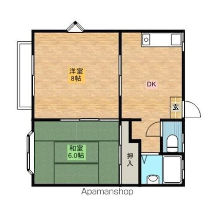 茨城県鹿嶋市大字平井[2DK/40m2]の間取図