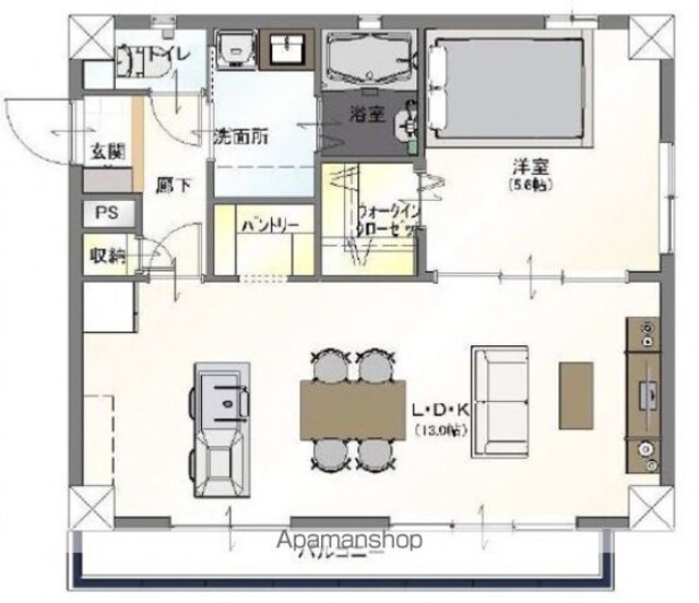 ｖｉｌｌａ　ＫＯＤＡＭＡ[1LDK/43.55m2]の間取図
