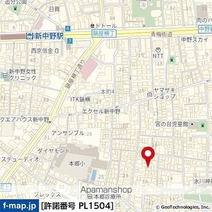 東京都中野区本町４丁目[3DK/46.46m2]の周辺