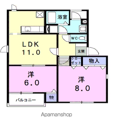パルテノン吉藤Ｃ[2LDK/56.34m2]の間取図