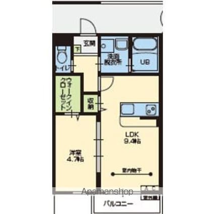 ニュースカイタウンＢ棟[1LDK/36.44m2]の間取図