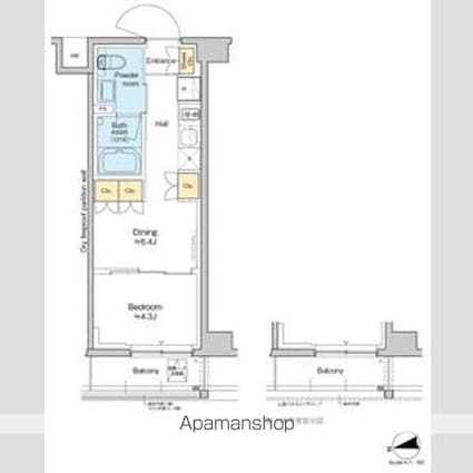 ＲＥＳＩＤＥＮＣＥ　ＫＯＥＮＪＩ[1DK/26.35m2]の間取図
