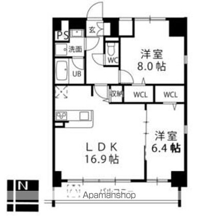 プレスティ則武[2LDK/69.78m2]の間取図
