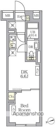 東京都杉並区天沼３丁目[1DK/25.73m2]の間取図
