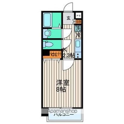 シティマンション木町通[1K/25.28m2]の間取図