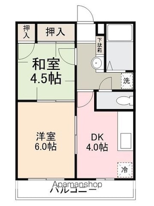 香川県高松市花ノ宮町１丁目[2DK/41.25m2]の間取図