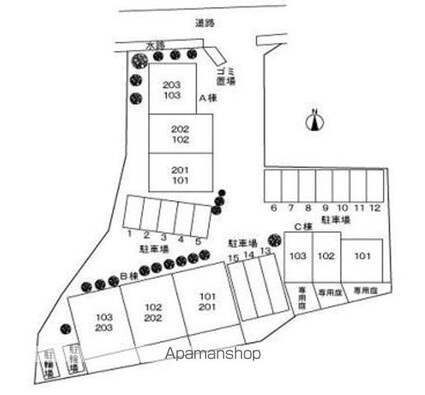 サントル吉藤Ｂ[2LDK/52.05m2]の配置図