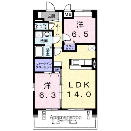プラジュ千種[2LDK/61.52m2]の間取図
