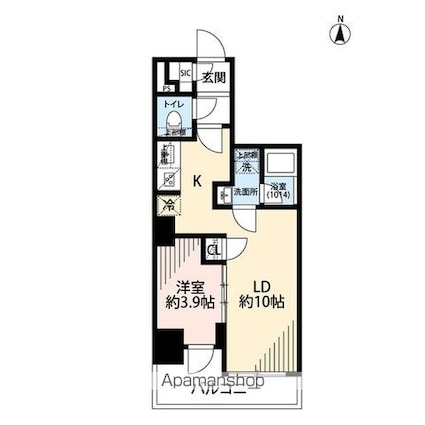 プレール・ドゥーク亀戸Ⅵ[1LDK/33.44m2]の間取図