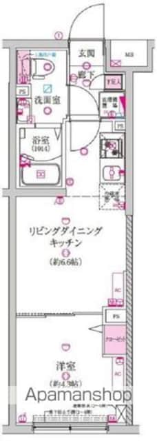 ラフィスタ豪徳寺[1DK/25.74m2]の間取図