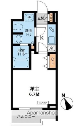 パシフィックコート目黒南[1K/22.95m2]の間取図