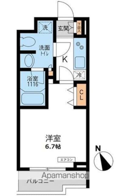 パシフィックコート目黒南[1K/22.95m2]の間取図