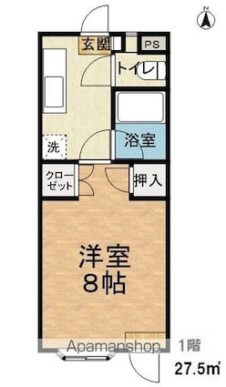 アップルズＳ[1K/27.5m2]の間取図