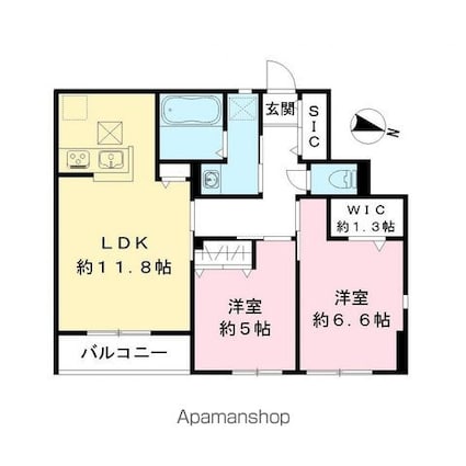 ポプリ中山（子育て支援型共同住宅）[2LDK/57.25m2]の間取図