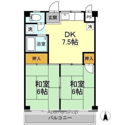 えきまえマンション[2DK/40.52m2]の間取図