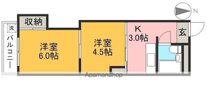 藤本マンション[2K/29.8m2]の間取図
