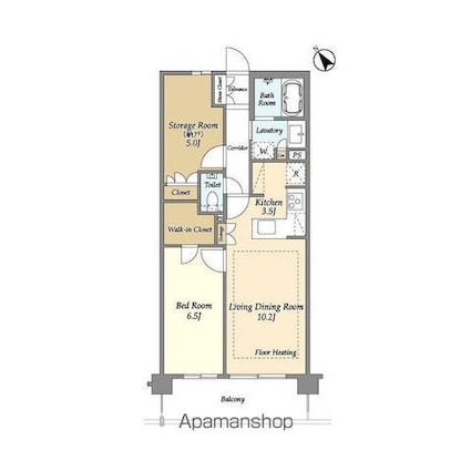 センチュリー尾山台グレイス[1SLDK/57.22m2]の間取図